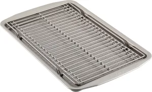 Circulon Bakeware Baking Sheet/Cookie Pan and Cooling Rack Set, 3 Piece, Gray
