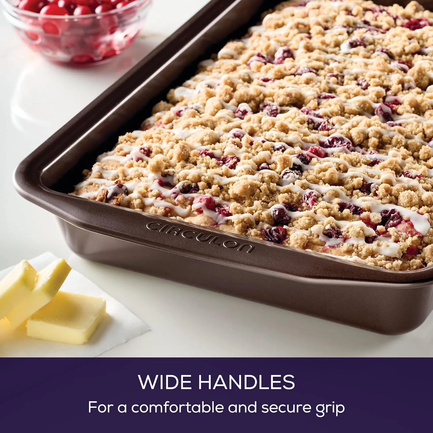 Circulon Nonstick Bakeware Nonstick Baking Pan / Nonstick Cake Pan, Rectangle - 9 Inch x 13 Inch, Brown, Chocolate