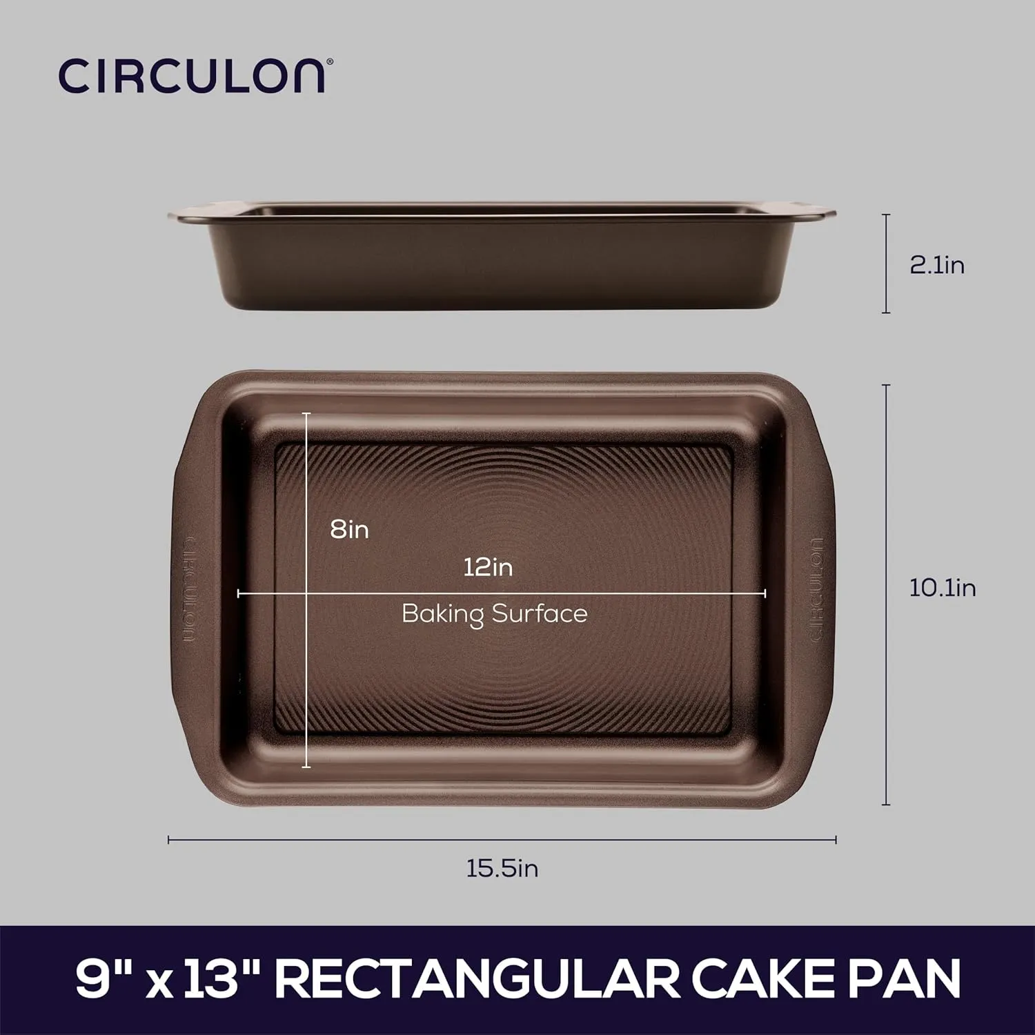 Circulon Nonstick Bakeware Nonstick Baking Pan / Nonstick Cake Pan, Rectangle - 9 Inch x 13 Inch, Brown, Chocolate