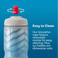 Clearance: Breakaway® Muck Insulated Cyclist Mountain Bikers Water Bottle 20 oz Zipper Blue/Turquoise Polar Bottle Made in USA
