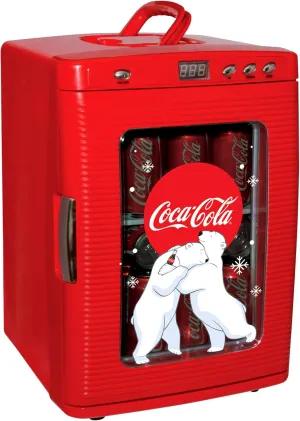 Coca-Cola 25L Retro Mini Fridge Polar Bear Design Portable Cooler/Warmer for Snacks Drinks Skincare Cosmetics with AC DC Capable Ideal for Bedroom Office Dorm Travel