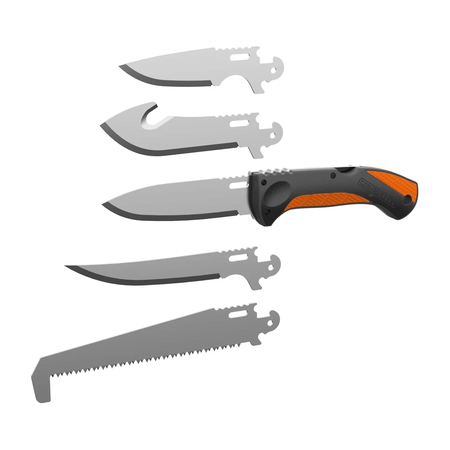 Cold Steel Click-N-Cut Hunting Kit Lightweight Skinning Boning General Purpose Field Knife - 5 Interchangeable 4116 Stainless Steel Blades, Ergonomic Textured Handle, Carrying Case Included