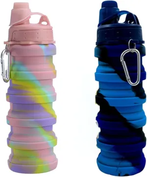 Collapsible Silicone Travel Water Bottle A Portable Telescopic Water Bottle Ideal for Hiking, Mountaineering, Camping and Sports.Reusable and Leakproof 2 Pcs.(Number 4)