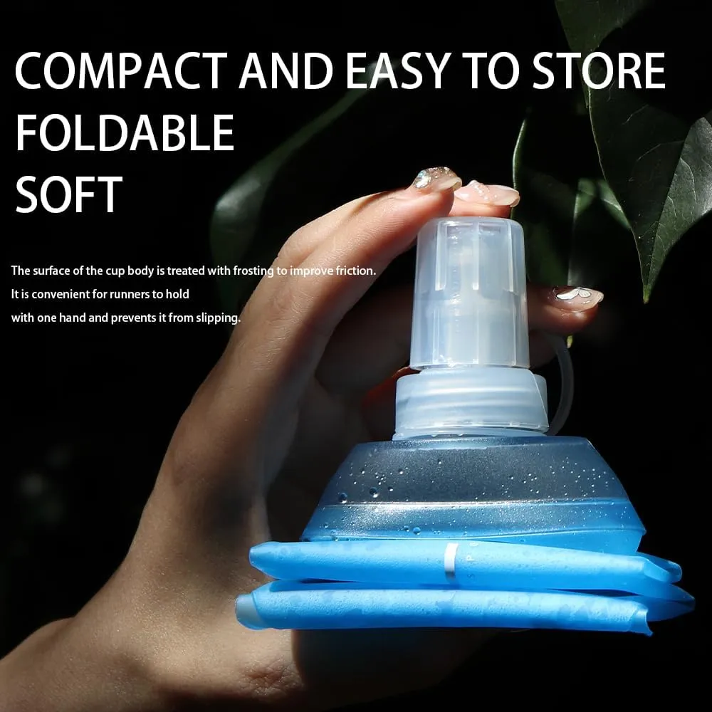 Collapsible Soft Running Water Bottles Soft Flasks Folding for Hydration Pack 200ml/350ml/500ml Running Vest Water Bottle for Outdoor Sports Hiking Cycling Climbing
