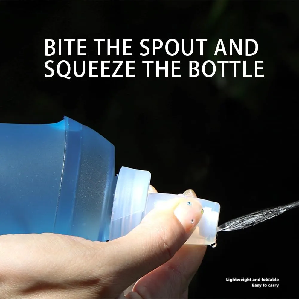 Collapsible Soft Running Water Bottles Soft Flasks Folding for Hydration Pack 200ml/350ml/500ml Running Vest Water Bottle for Outdoor Sports Hiking Cycling Climbing