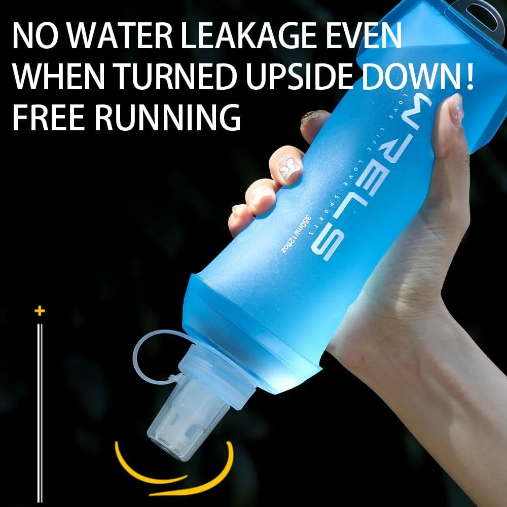 Collapsible Soft Running Water Bottles Soft Flasks Folding for Hydration Pack 200ml/350ml/500ml Running Vest Water Bottle for Outdoor Sports Hiking Cycling Climbing
