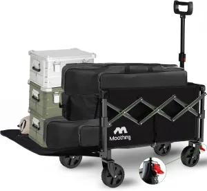 Collapsible Wagon, Wagons Carts Foldable with Tailgate Extended, Folding Wagons 360lbs Heavy Duty, Portable Lightweight Utility Wagon Cart for Grocery, Camping, Garden, Sports, Black D