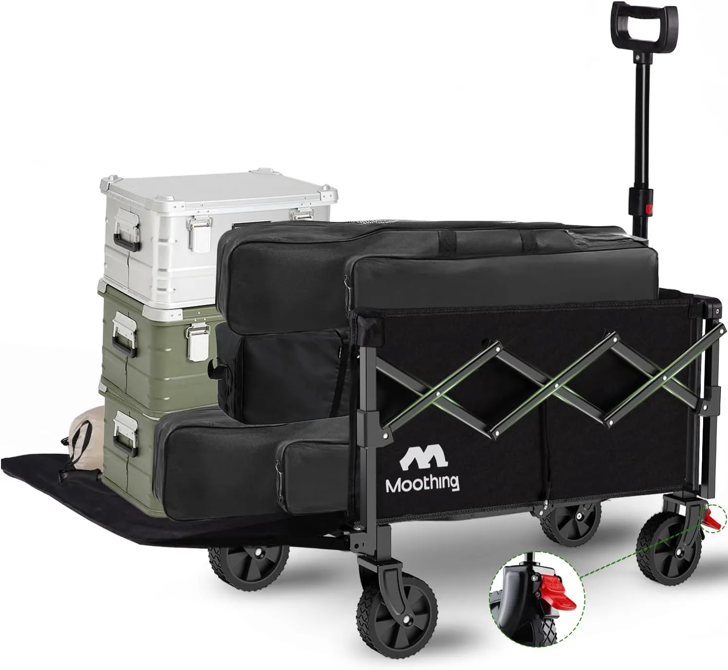 Collapsible Wagon, Wagons Carts Foldable with Tailgate Extended, Folding Wagons 360lbs Heavy Duty, Portable Lightweight Utility Wagon Cart for Grocery, Camping, Garden, Sports, Black D