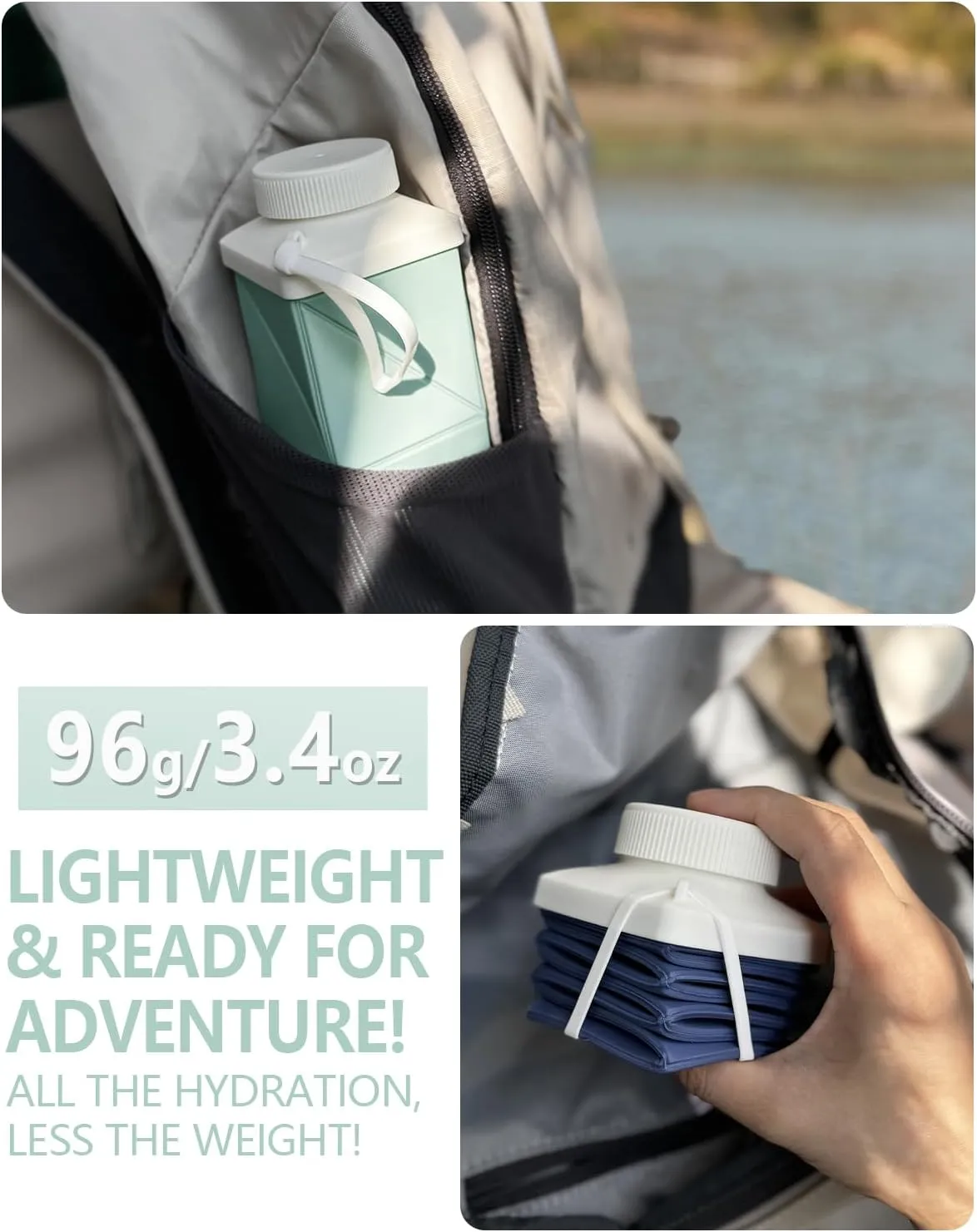 Collapsible Water Bottles 720ml 24.3oz, Foldable Portable Travel Water Bottle, Lightweight Reusable Leakproof for Traveling Camping Hiking Cycling Yoga Sports Outdoor School Office