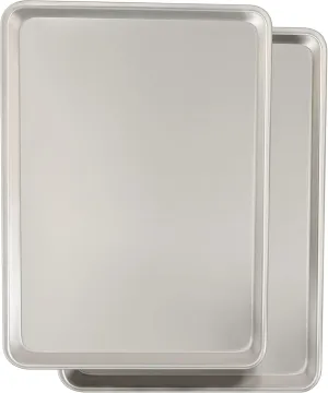 Commercial Quality Baking Sheet Pan Set, Natural Aluminum Cookie Sheet, Umite Chef Warp Resistant Nonstick Baker's Half Sheet Pan, Large Thick Cookie Tray Pans for Baking, Roasting(2 Pack, 18X13In)