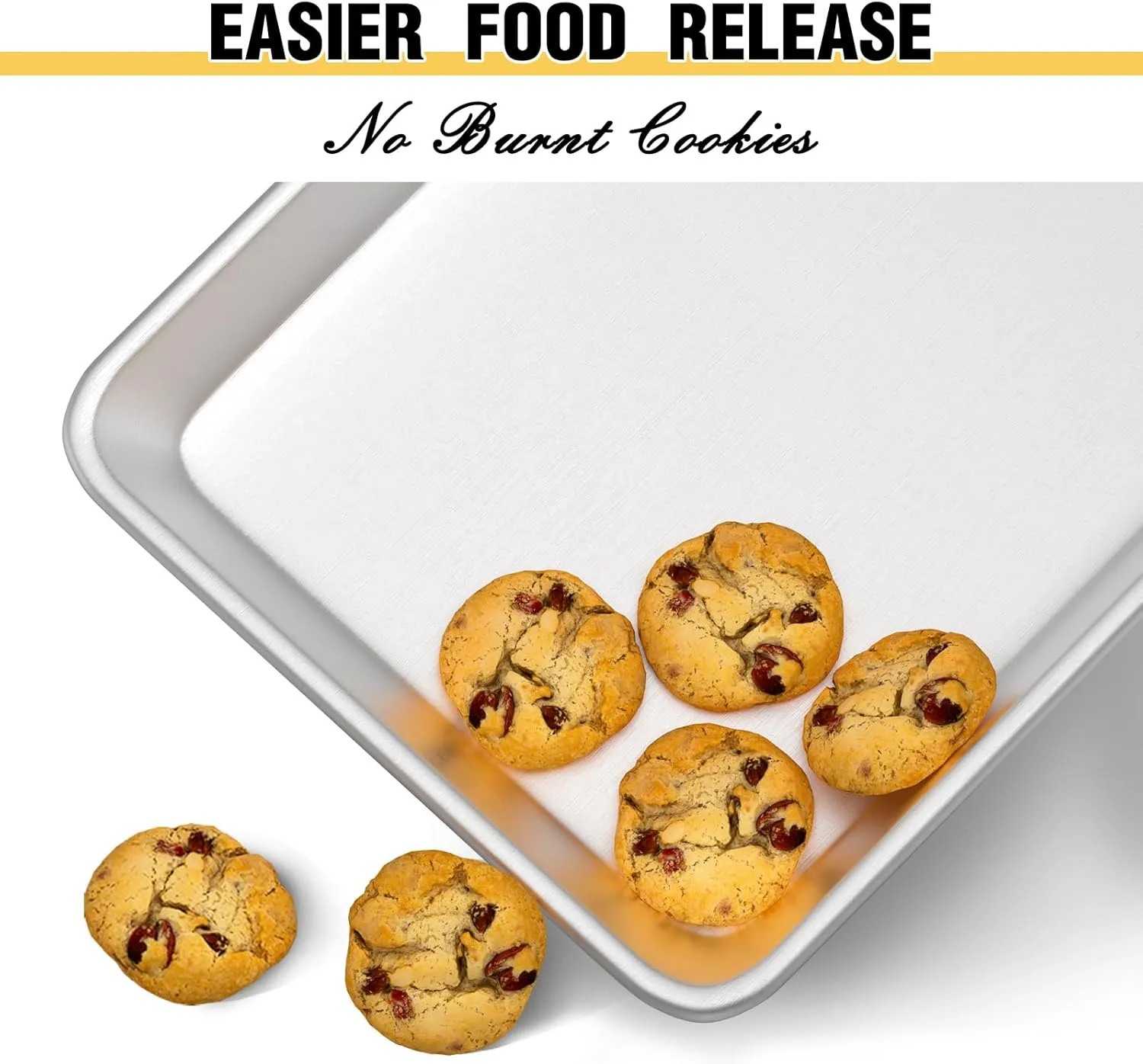 Commercial Quality Baking Sheet Pan Set, Natural Aluminum Cookie Sheet, Umite Chef Warp Resistant Nonstick Baker's Half Sheet Pan, Large Thick Cookie Tray Pans for Baking, Roasting(2 Pack, 18X13In)