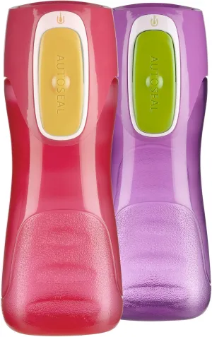 Contigo AUTOSEAL Trekker Kids Water Bottles, 14 oz., 2-Pack, Cherry Blossom and Amethyst