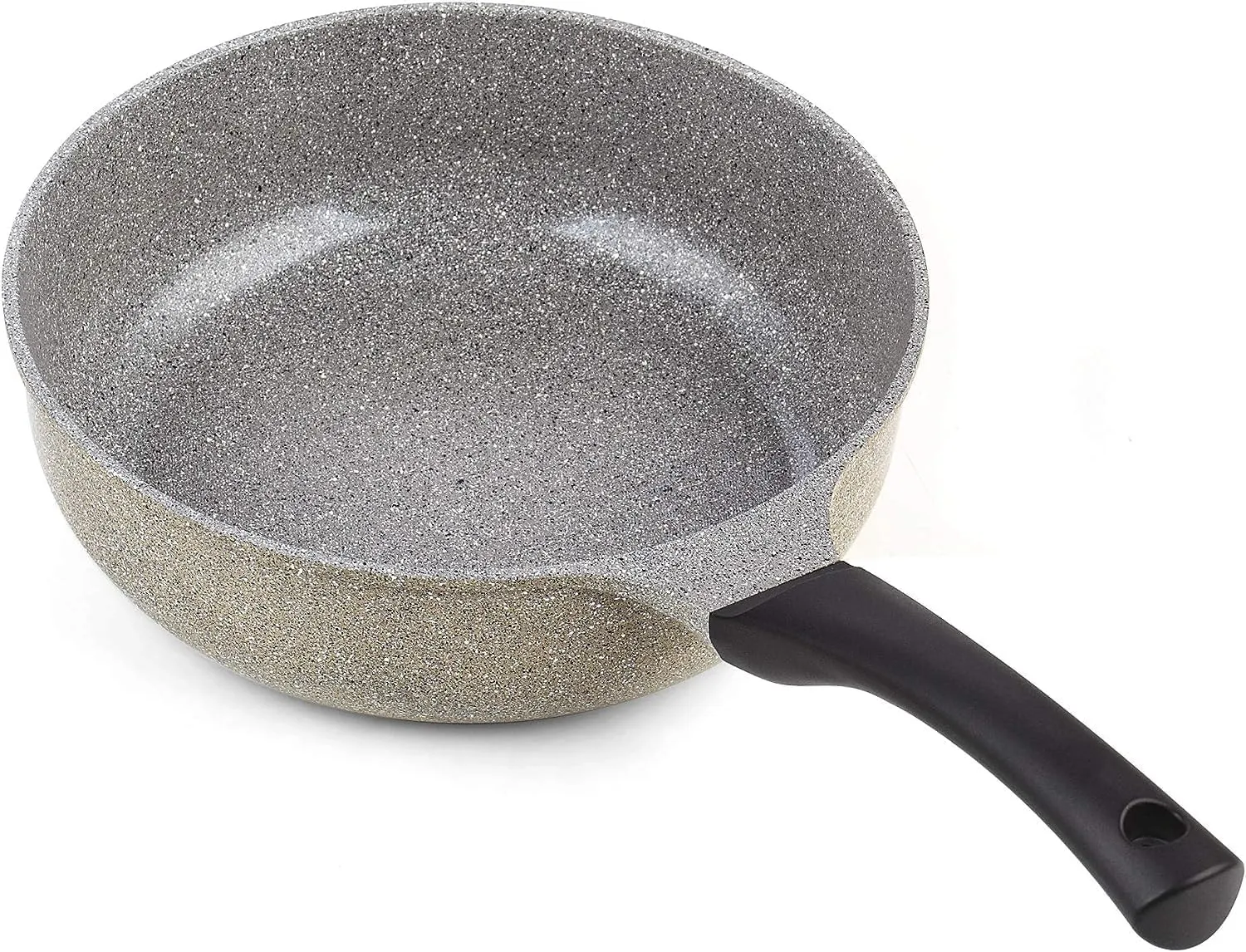 Cook N Home Nonstick Saute Skillet Pans 8 inch   9.5 inch 2pc Set, Ceramic Marble Coating Deep Frying Pan Wok Stir-Fry Sauté Pan, Earth