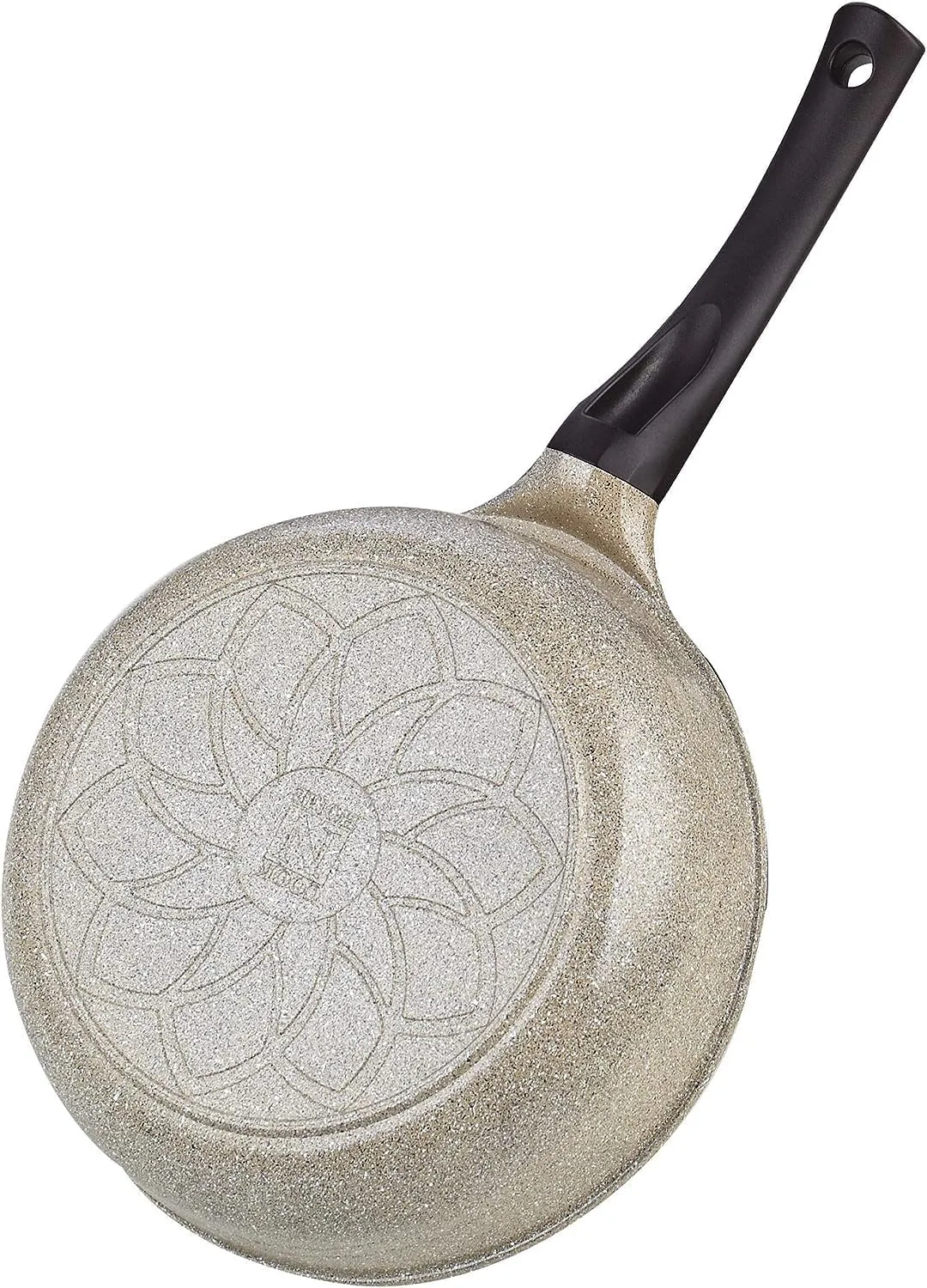 Cook N Home Nonstick Saute Skillet Pans 8 inch   9.5 inch 2pc Set, Ceramic Marble Coating Deep Frying Pan Wok Stir-Fry Sauté Pan, Earth
