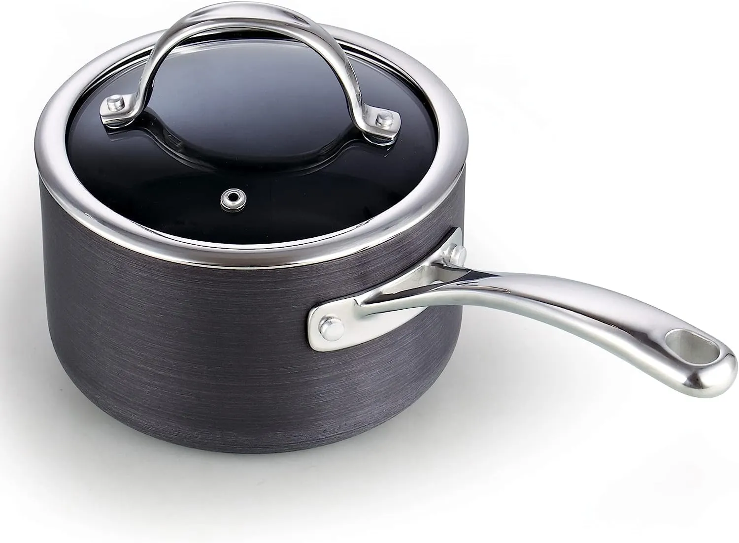 Cooks Standard 3-Quart Hard Anodized Nonstick Saucepan with Lid, Black,NC-00342