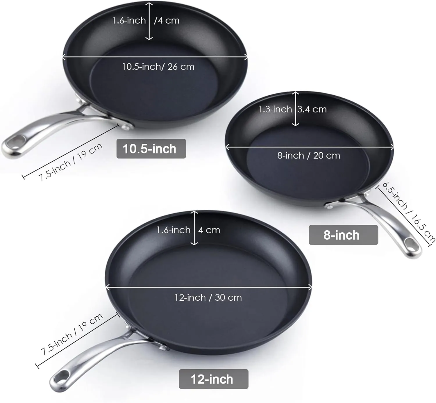 Cooks Standard Frying Omelet Pan, Classic Hard Anodized Nonstick 12-Inch/30cm Saute Skillet Egg Pan, Black
