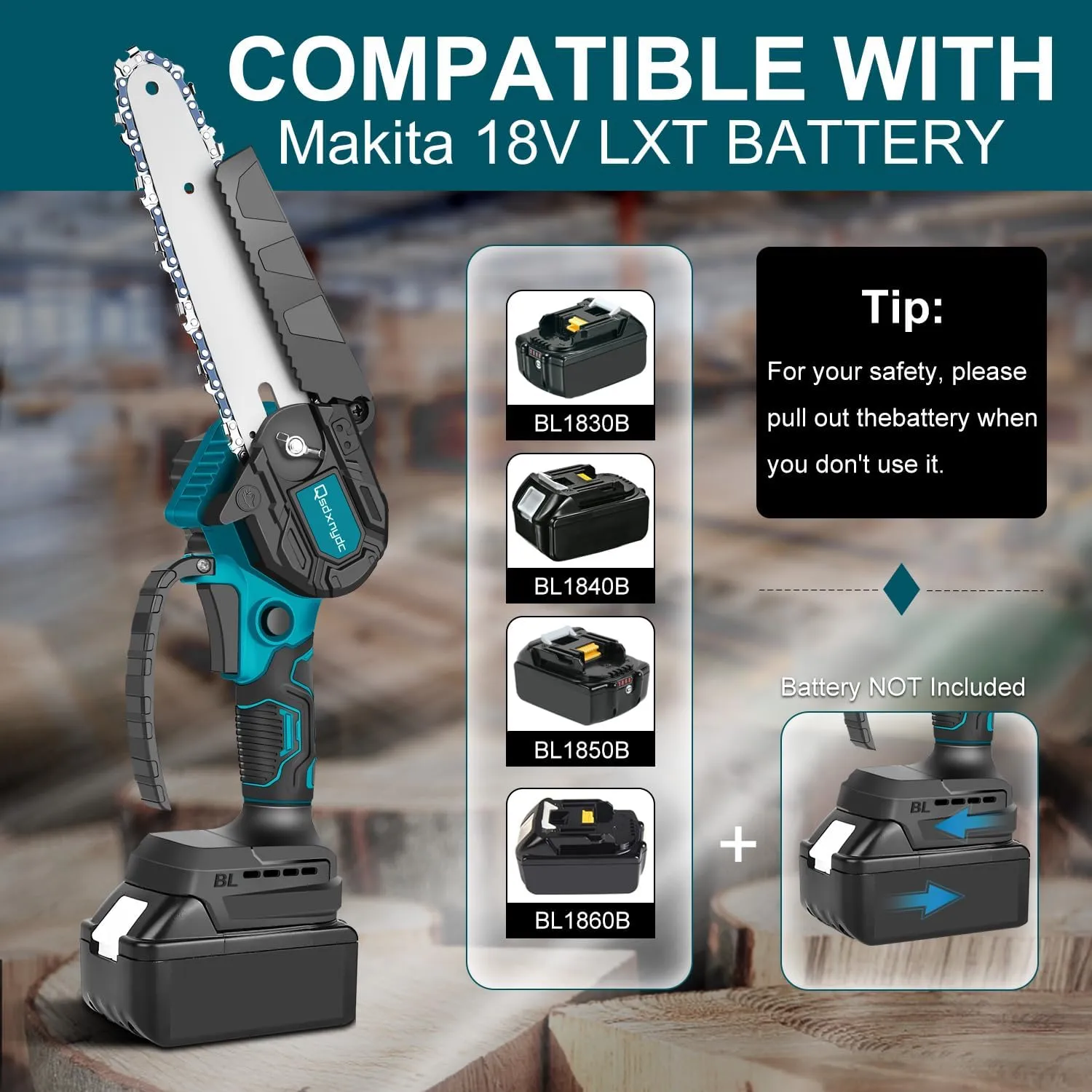 Cordless Mini Chainsaw 6 Inch for Makita 18V LXT (No Battery), Brushless Portable Electric Chain Saw Tool for Makita BL1850, Small Handheld Chainsaw for Pruning Shear Branch Wood Cutting Tree Trimming
