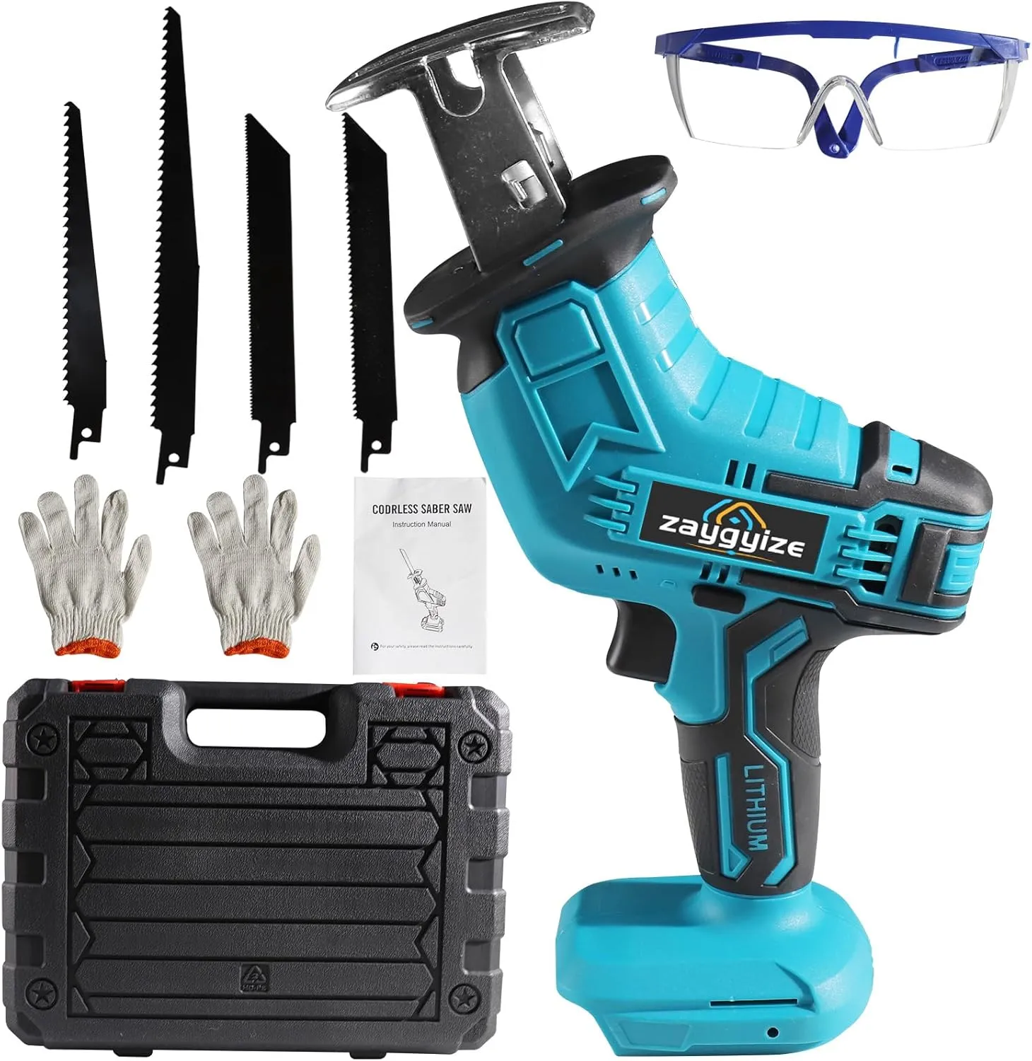 Cordless Power Reciprocating Saws Tool 0-3000 RPM Compatible with Makita 18V LXT BL1850B Battery Compact One-Handed Recipro Saw for Wood/Metal/PVC Cutting（No Battery）