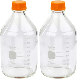 Corning PYREX #1395-2L, 2000ml Round Media Storage Bottle, with GL45 Screw Cap (Pack of 2)