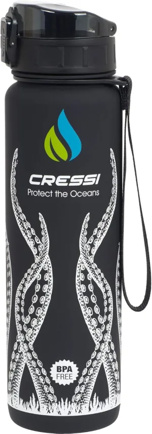 Cressi H2O Frosted Drinking Flask - One Click Opening, Lanyard for Easy Carrying, Filter for Ice and Fruit - 600 ml / 1000 ml - BPA Free - Designed in Italy