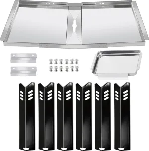 Criditpid DGB610SSP Replacement Parts, Grill Grease Tray for Dyna Glo DGB610SSP. Adjustable 30''-36'' Grill Drip Pan with Catch Pan, Heat Plates Shield for Dyna Glo Grill Replacement Parts 6 Burner