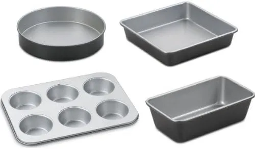 Cuisinart Chef's Classic Nonstick Bakeware 4-Piece Starter Set,Silver/Black
