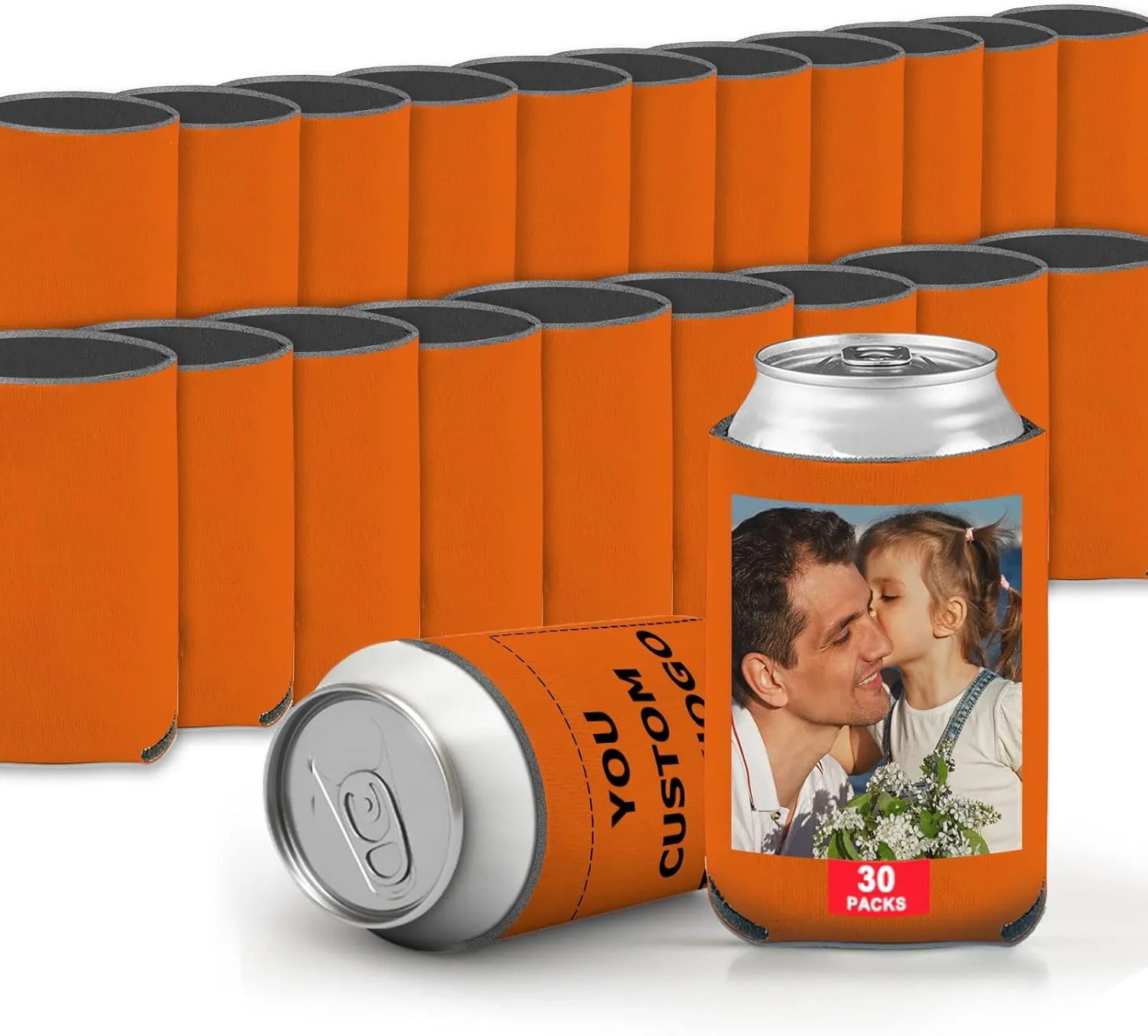 Custom Can Sleeve Beer Coolers 30pcs Bulk Personalized Can Cooler With Photo Logo Customized Insulated Beverage Bottle Holder for Party Weddings Fishing Picnics