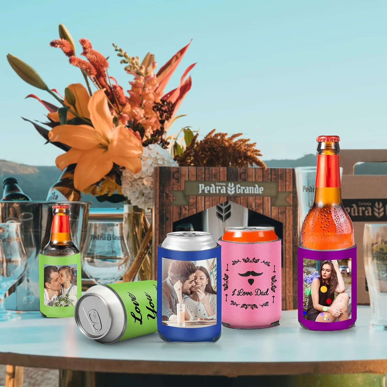 Custom Can Sleeve Beer Coolers 30pcs Bulk Personalized Can Cooler With Photo Logo Customized Insulated Beverage Bottle Holder for Party Weddings Fishing Picnics