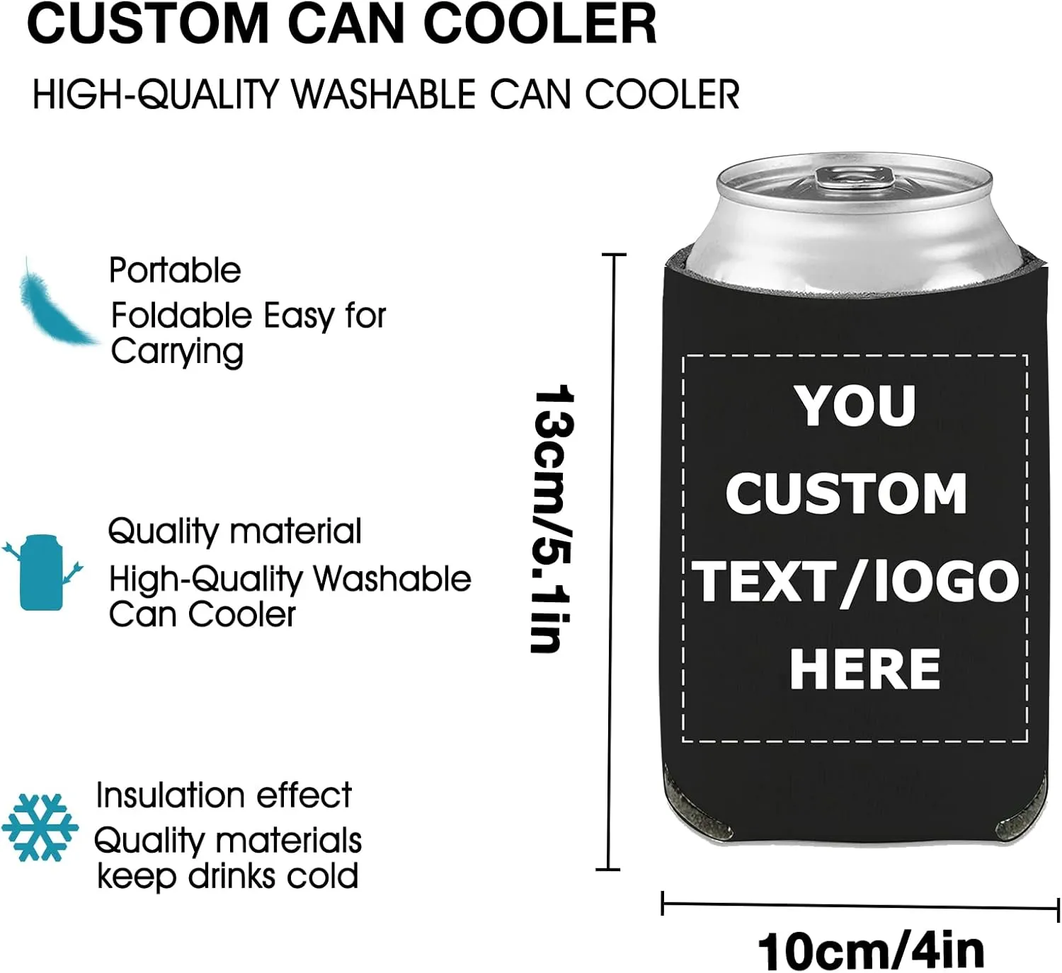 Custom Can Sleeve Beer Coolers 30pcs Bulk Personalized Can Cooler With Photo Logo Customized Insulated Beverage Bottle Holder for Party Weddings Fishing Picnics