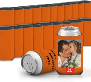 Custom Can Sleeve Beer Coolers 30pcs Bulk Personalized Can Cooler With Photo Logo Customized Insulated Beverage Bottle Holder for Party Weddings Fishing Picnics