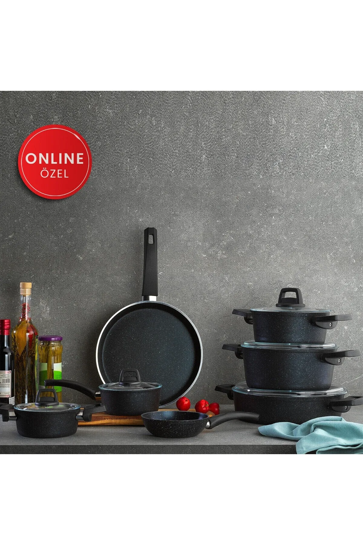 Dark Storm Yy Cookware Set 12 Pieces - Black