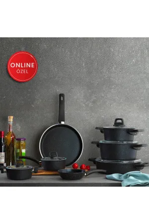 Dark Storm Yy Cookware Set 12 Pieces - Black