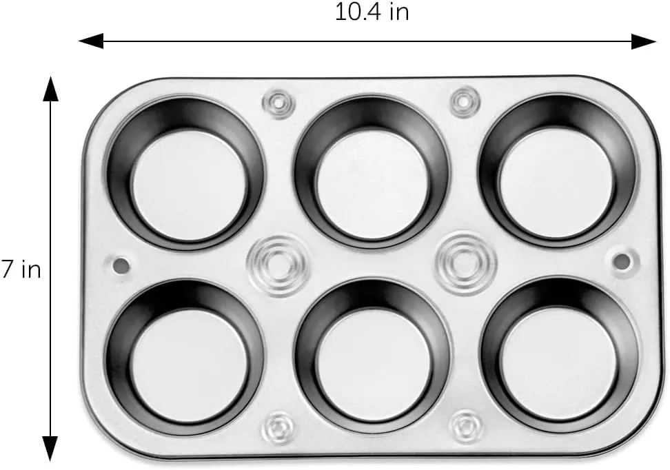 DecorRack Non-Stick Muffin Pan, 6-Cup, Bakeware for Baking Cupcakes (Pack of 1)