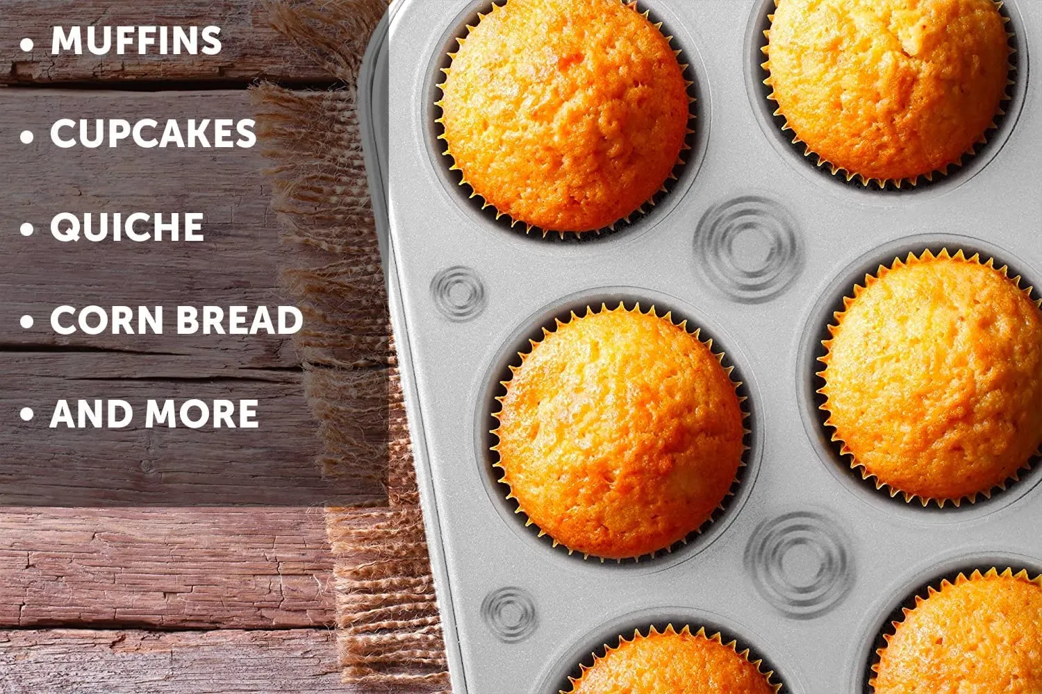 DecorRack Non-Stick Muffin Pan, 6-Cup, Bakeware for Baking Cupcakes (Pack of 1)