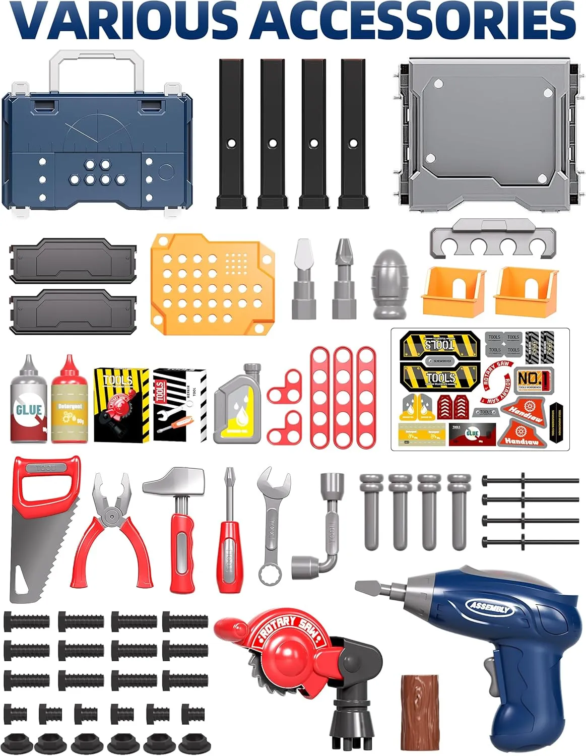 Deejoy Kids Tool Bench with Realistic and Electric Drill, Construction Workbench Toys for Toddlers 3-5, Toddler Bench Set for Boys & Girls Age 3-4