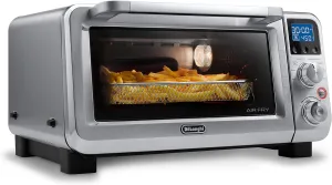 De'Longhi Air Fry Oven, Premium 9-in-1 Digital Air Fry Convection Toaster Oven, Grills, Broils, Bakes, Roasts, Keep Warm, Reheats, 1800-Watts   Cooking Accessories, Stainless Steel, 14L, EO141164M