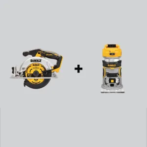 DEWALT 20V MAX Cordless Brushless Circular Saw and Compact Router (Tools-Only)