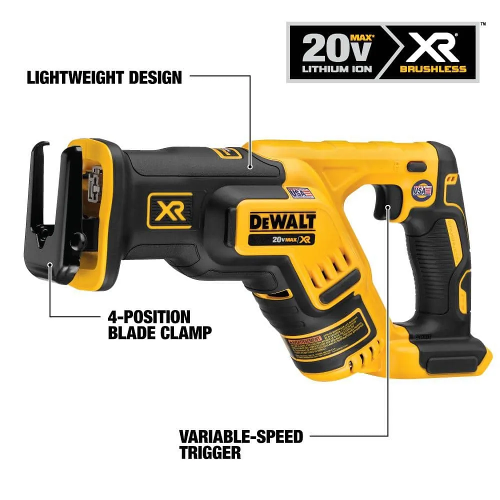 DEWALT 20V MAX Cordless Brushless Compact Reciprocating Saw with 4.0Ah Battery