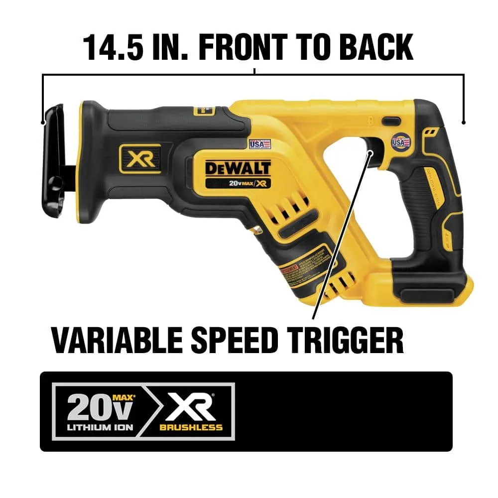 DEWALT 20V MAX Cordless Brushless Compact Reciprocating Saw with 4.0Ah Battery