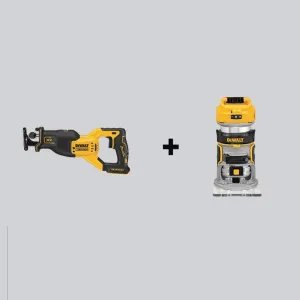 DEWALT 20V MAX XR Cordless Brushless Reciprocating Saw and Compact Router (Tools-Only)