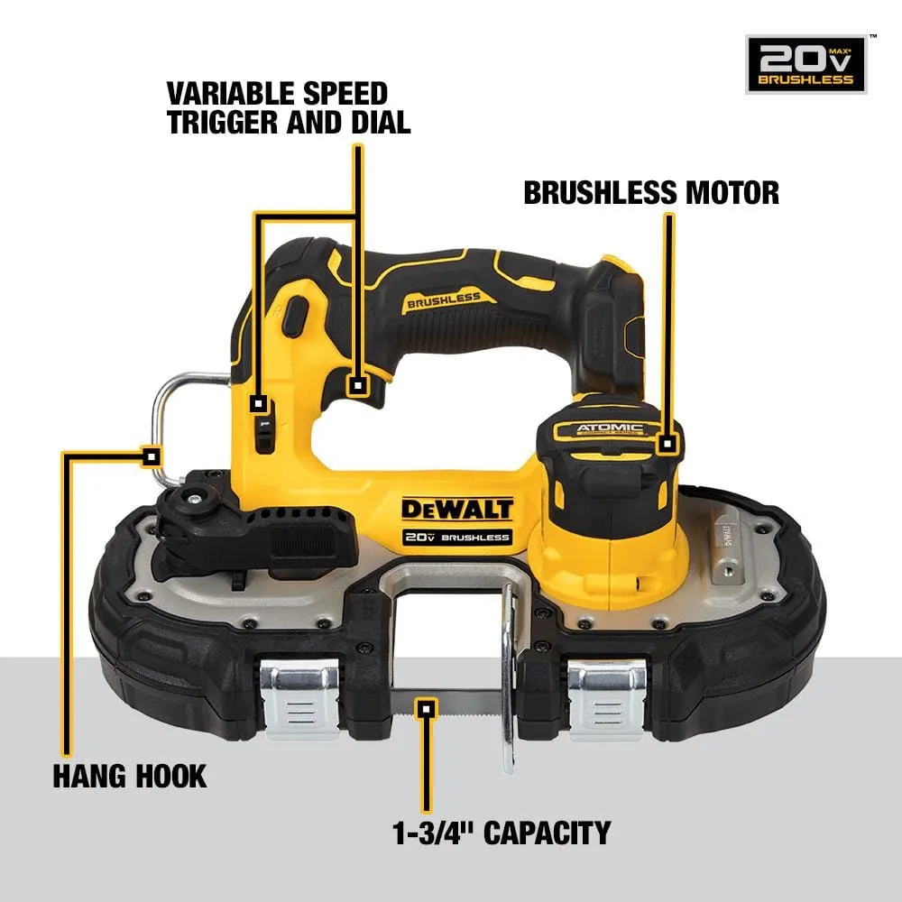 DEWALT ATOMIC 20V MAX Cordless Brushless Compact Bandsaw with 5.0Ah Battery
