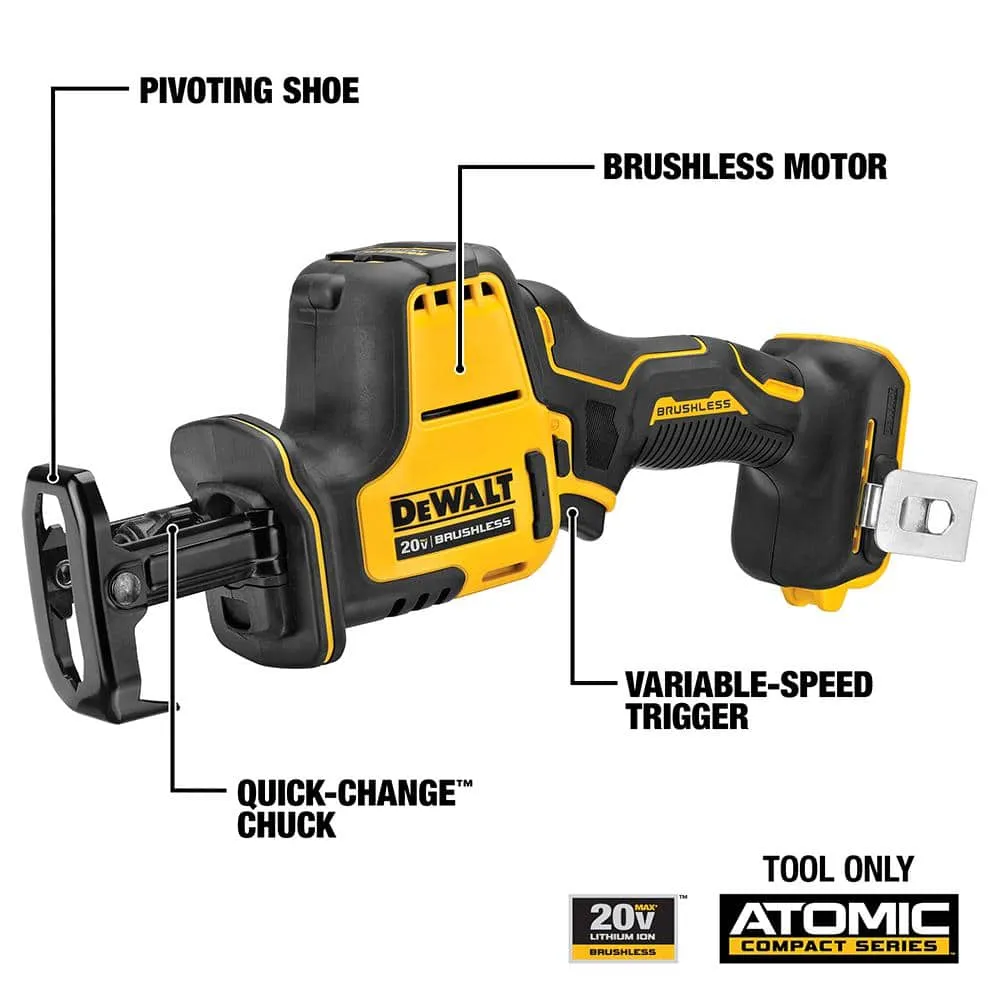 DEWALT ATOMIC 20V MAX Cordless Brushless Compact Reciprocating Saw with 4.0Ah Battery