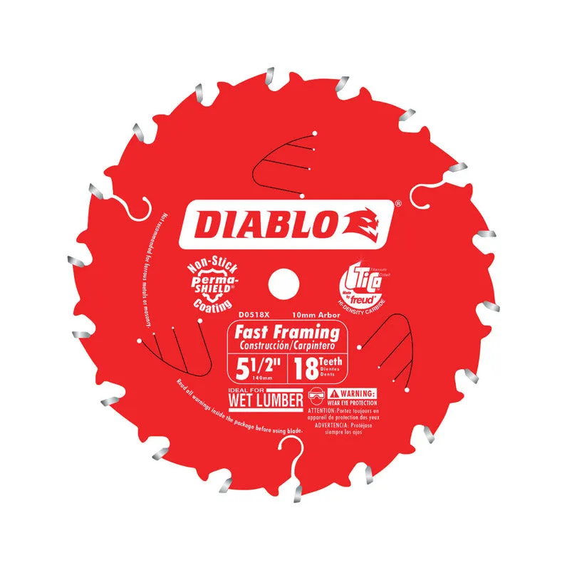 Diablo 5-1/2 in. D X 10 mm Fast Framing TiCo Hi-Density Carbide Trim Saw Blade 18 teeth 1 pc