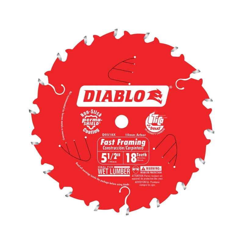 Diablo 5-1/2 in. D X 10 mm Fast Framing TiCo Hi-Density Carbide Trim Saw Blade 18 teeth 1 pc