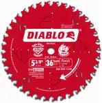 DIABLO Diablo D0536X Circular Saw Blade, 5-3/8 in Dia, 0.393 in Arbor, 36-Teeth, Carbide Cutting Edge