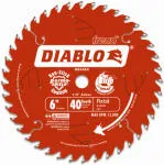 DIABLO Diablo D0640X Circular Saw Blade, 6 in Dia, 1/2 in Arbor, 40-Teeth, Carbide Cutting Edge