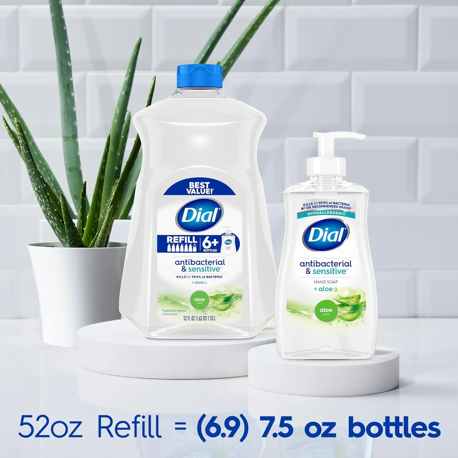 Dial Antibacterial Liquid Hand Soap, Aloe, 11 fl oz (Pack of 12)