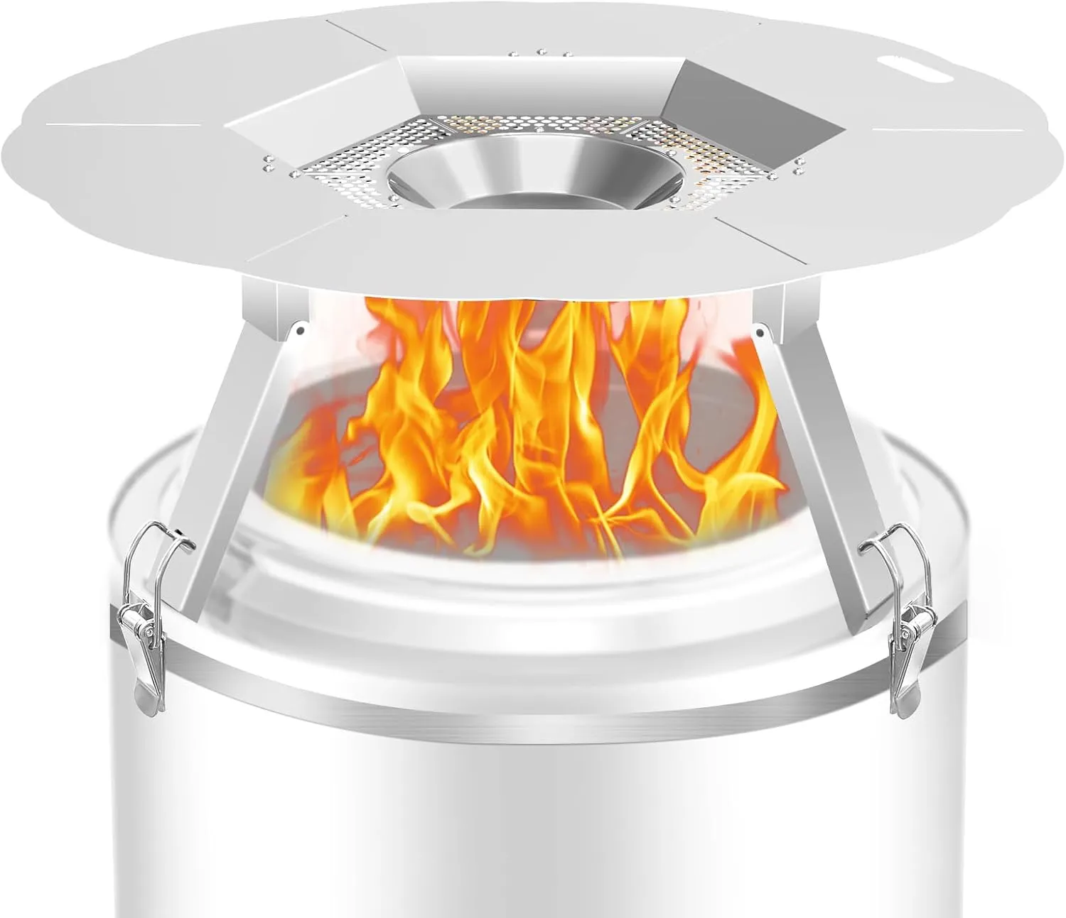 Dirza Heat Deflector Compatible with Solo Stove Yukon and Other 27" Fire Pit -Foldable Legs for Space-Saving Storage-Locking Ring Prevents Accidental Dropping Accessory for Fire Pit
