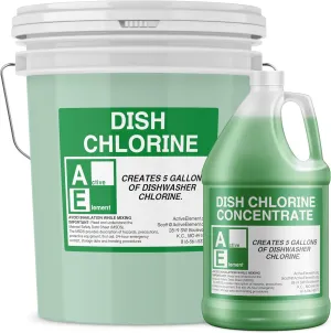 Dish Chlorine Concentrate - Food Contact Surfaces- Commercial Dishwasher - No Rinse - Food Service Kitchen - Multi-Use - Makes four 5-Gallon Pails (Diluted Further to 5,120 Gallons)