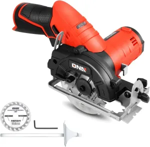 DNA MOTORING 12V Compact Cordless Circular Saw with 85mm 20T Blade and Hex Key, Adjustable Cutting Depth/Angle, Red (No Battery),TOOLS-00174